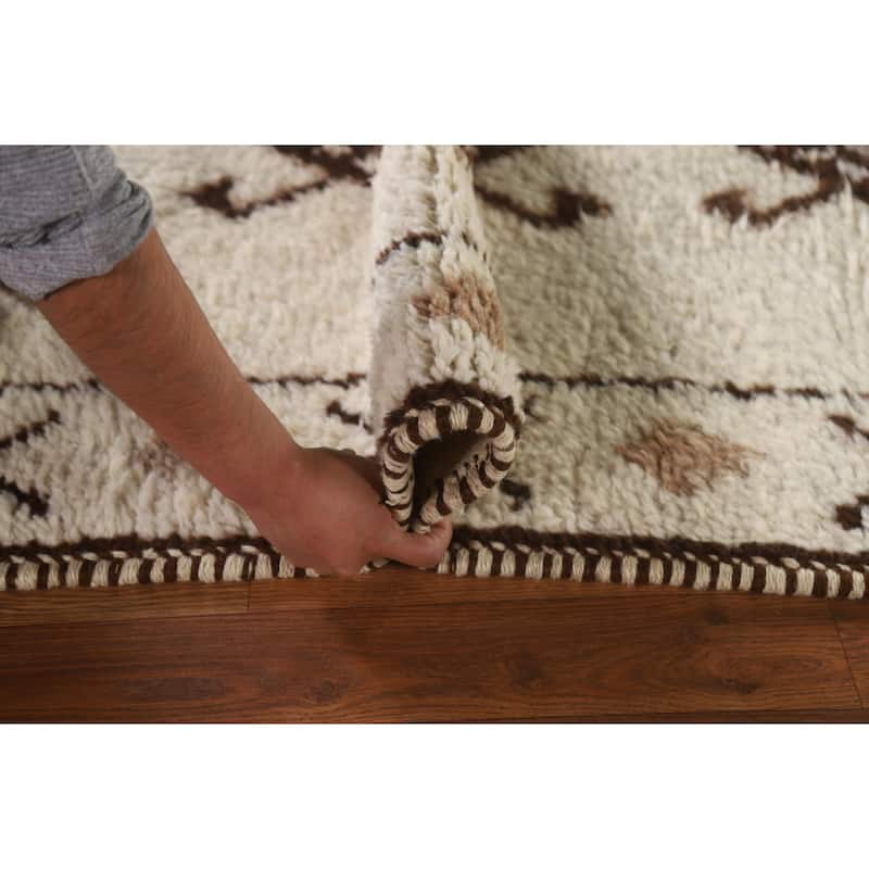 Plush Geometric Anatolian Turkish Runner Rug Hand-knotted Wool Carpet - 3'7"x 11'2"