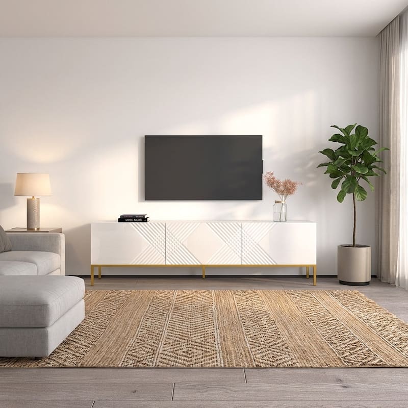 Meble Furniture Exito 01 TV Stand for up to 80" TVs - 74.8"W x 20.3"H x 14.5"D - High Gloss Modern Entertainment Center