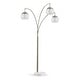 preview thumbnail 8 of 13, Metro 84"H Glass Globe 3-Light LED Dimmable Arch Floor Lamp with LED Vintage Bulbs BrushedNickel/GlassClear