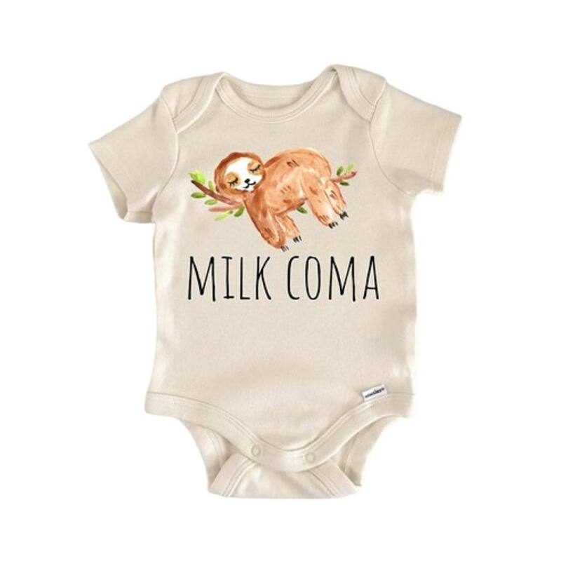 Sloth Milk Breastfed - Baby Boy Girl Clothes Infant Bodysuit Funny Cute Newborn - White - 3-6M