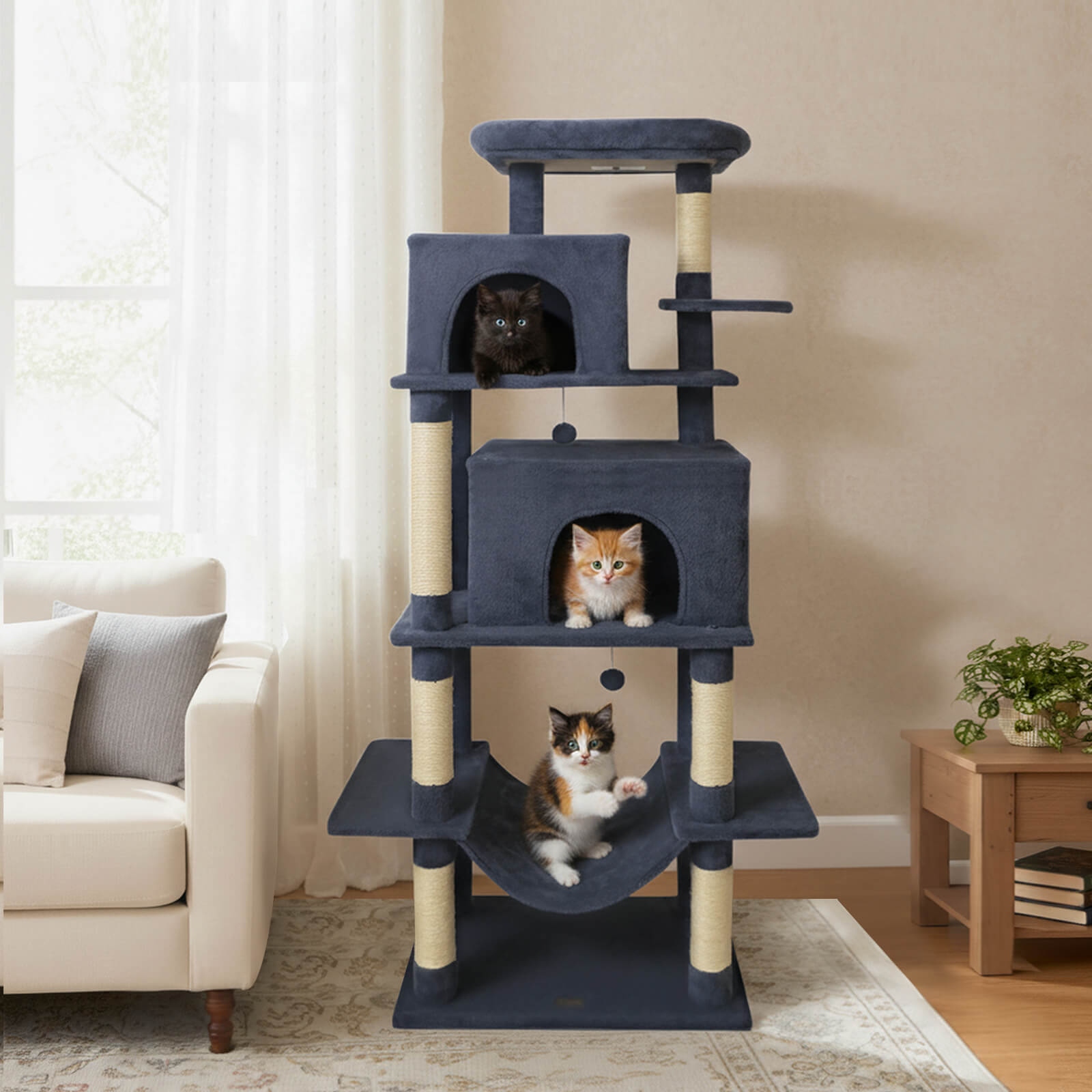 Costway 70” Large Cat Tree for Indoor Cats with Plush Top Perch, Dual - See Details