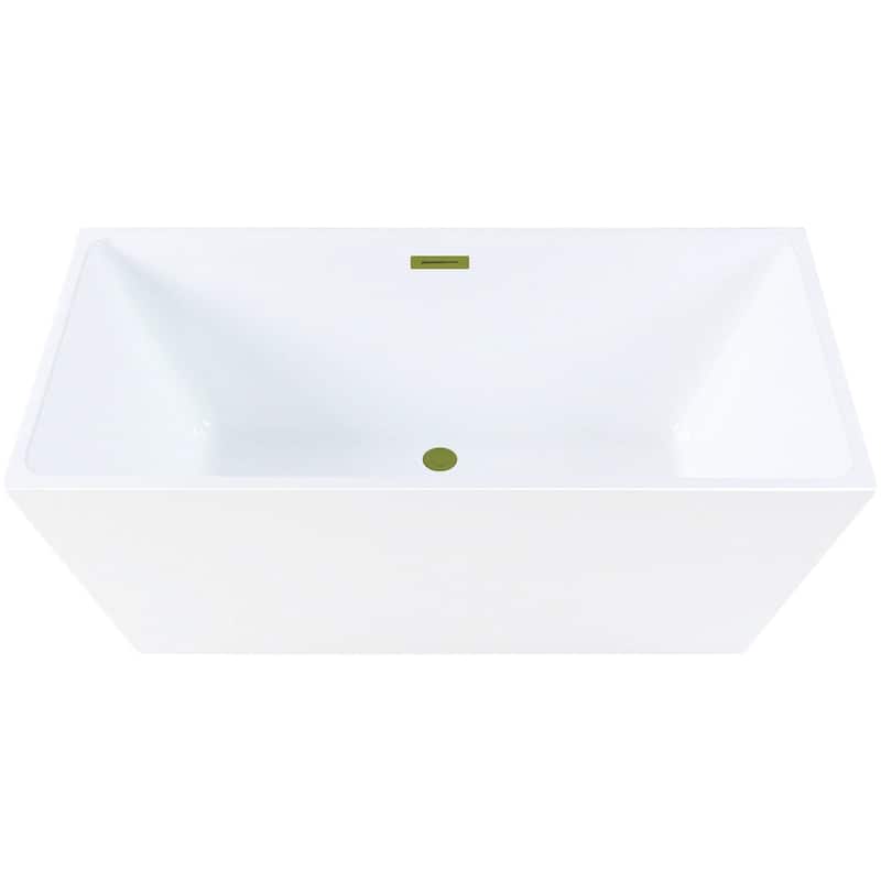 Kingston Brass VTSQ593223C41 Aqua Eden 59" Free Standing Acrylic - White / Brushed Brass
