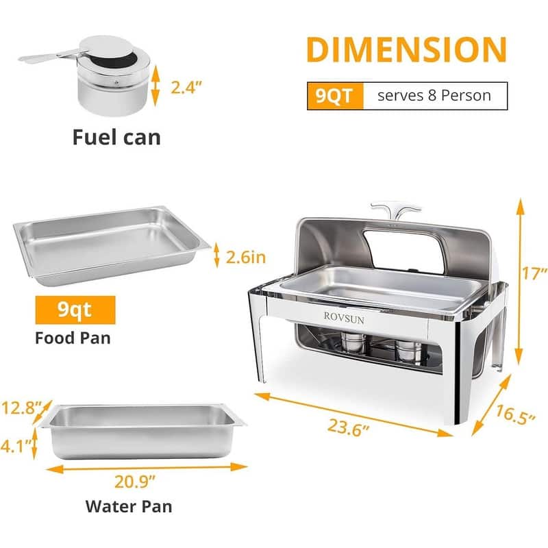 1 Set / 2 Set 9 Quarts Stainless Steel Rectangle Chafing Dish