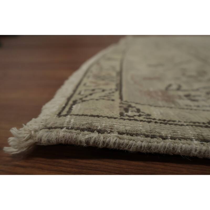 Hand Knotted Oriental 100% Wool Carpet Traditional Medallion Beige & Ivories Tabriz Area Rug - 9' 4'' X 6' 9''