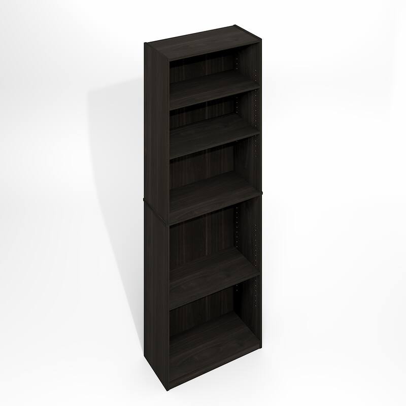 Furinno JAYA Simply Home Adjustable Shelf Bookcase, 5-Tier, Darkwood - Espresso