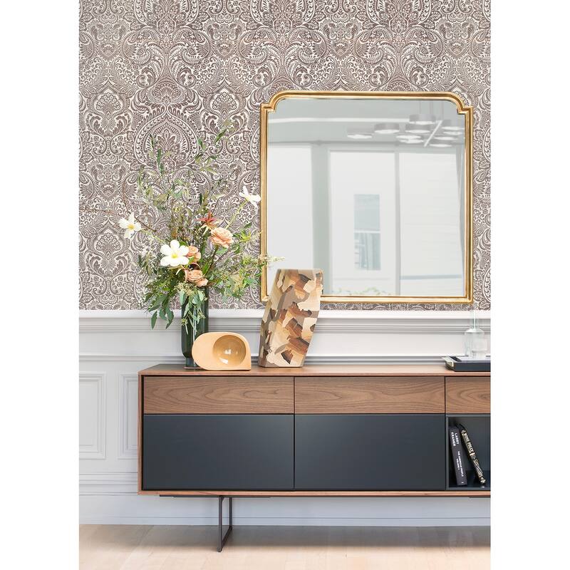Damask Dole Artemis Silver Floral Damask 33 feet long X 20.9 inch wide Wallpaper Roll