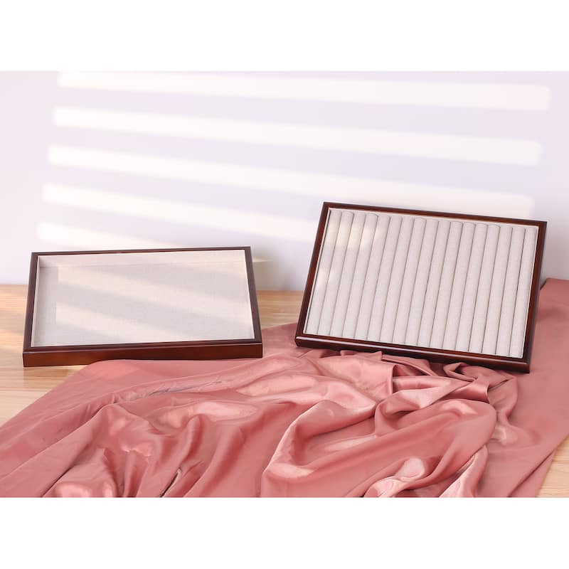 Wood Jewelry Organizer Trays with Removable Dividers for Drawers, Jewelry Organizer Drawer Inserts Container Display Case