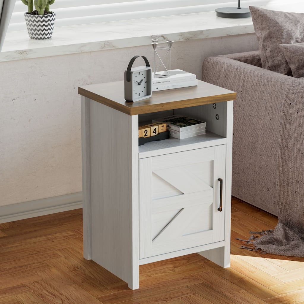 Furniwell Nightstand with Storage Shelves Side Table End Table for Bedroom Living Room