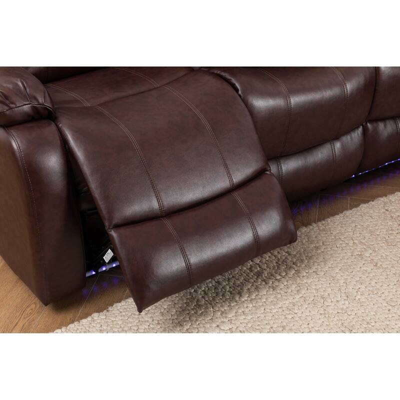 Donivi LED Faux Leather Reclining Sectional With Speakers
