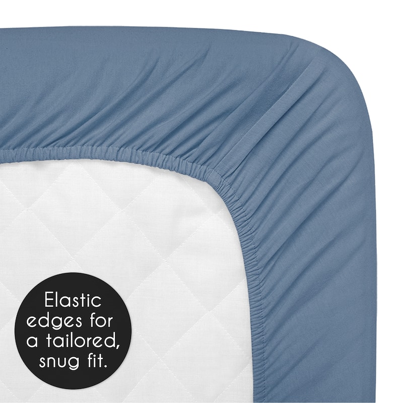 Sweet Jojo Designs Slate Blue Boy Fitted Mini Portable Crib Sheet Solid Steel for Sports Theme Watercolor Vintage Sport Themed