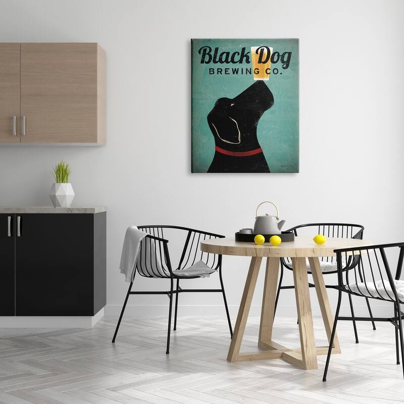 Stupell Black Dog Brewing Antique Beer Sign Stretched Canvas Wall Art, Design by Ryan Fowler