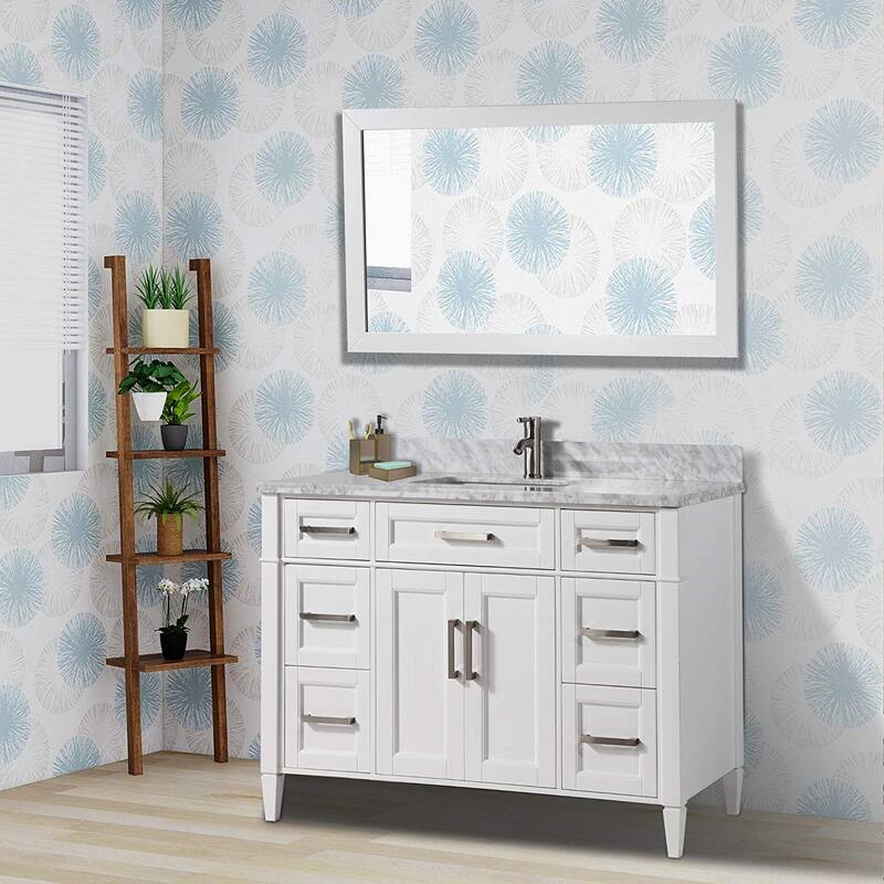 Vanity Art 48-Inch Bathroom Vanity Set with Carrara Marble Top