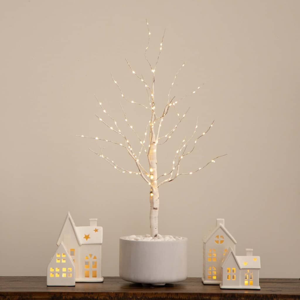 Pre-Lit Artificial Birch Christmas Tree - 3' - Warm White LED Lights