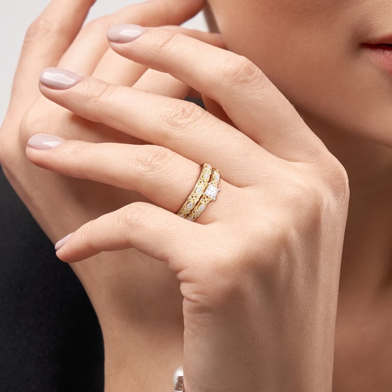 Miadora 1/3ct TDW Diamond Bridal Ring Set in 10k Yellow Gold