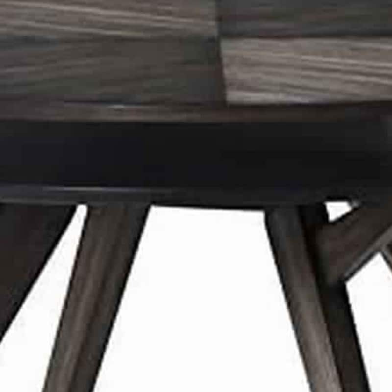Round Wooden Dining Table with Storage Shelf, Dark Brown