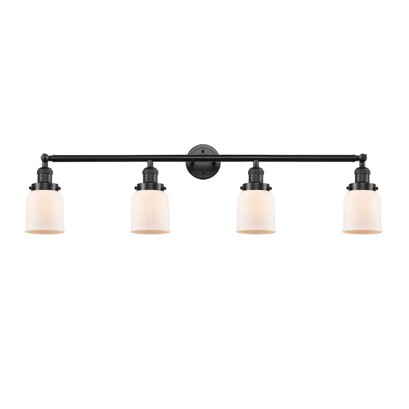 Innovations Lighting Small Bell 4 Light 43" Wide Bathroom Vanity Light - Oil Rubbed Bronze / Matte White