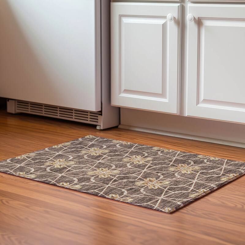 Premium Washable Super Soft Contemporary Tangle Mayfield Rug - Brown - 1'8" x 2'6"