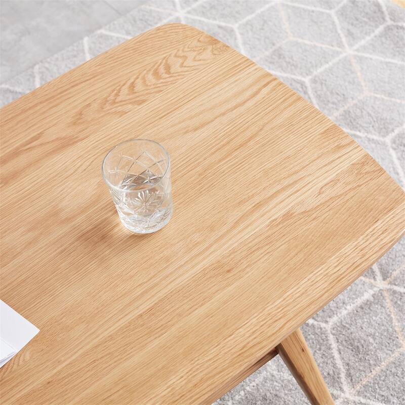 Solid Wood Top Plate Desk Coffee Table with Storage Shelf
