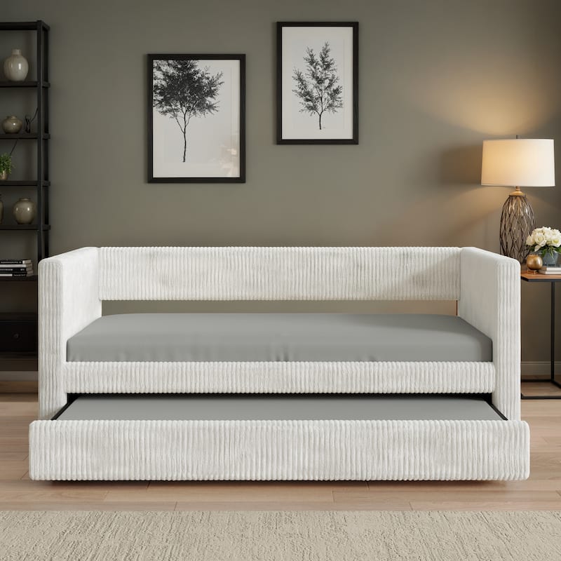 Corvus Somme Corduroy Upholstered Daybed with Trundle