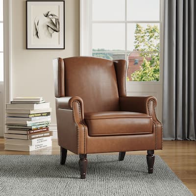 Wingback Accent Chair Nailhead Trim Living Room Reading Chair