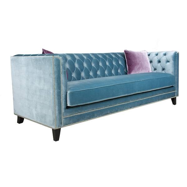 Shop Black Friday Deals On Pasargad Home Victoria Collection Tufted Velvet Sofa With Pillows Overstock 11824363
