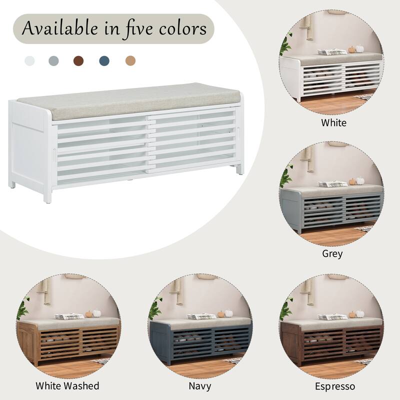 Shoe Bench with Storage and Cushion