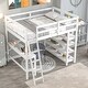 preview thumbnail 3 of 6, White Full Size Pine Wood Loft Bed with Desk, Ladder, and Shelves, High Guard Rails