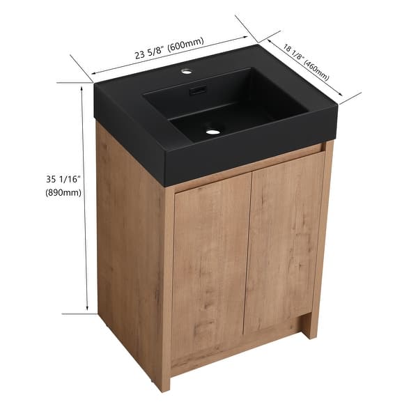 dimension image slide 3 of 9, Beingnext 24"/30"/48"/60" Bathroom Vanity with Sink, Freestanding Bathroom Vanity with Soft Close Door and Shelf