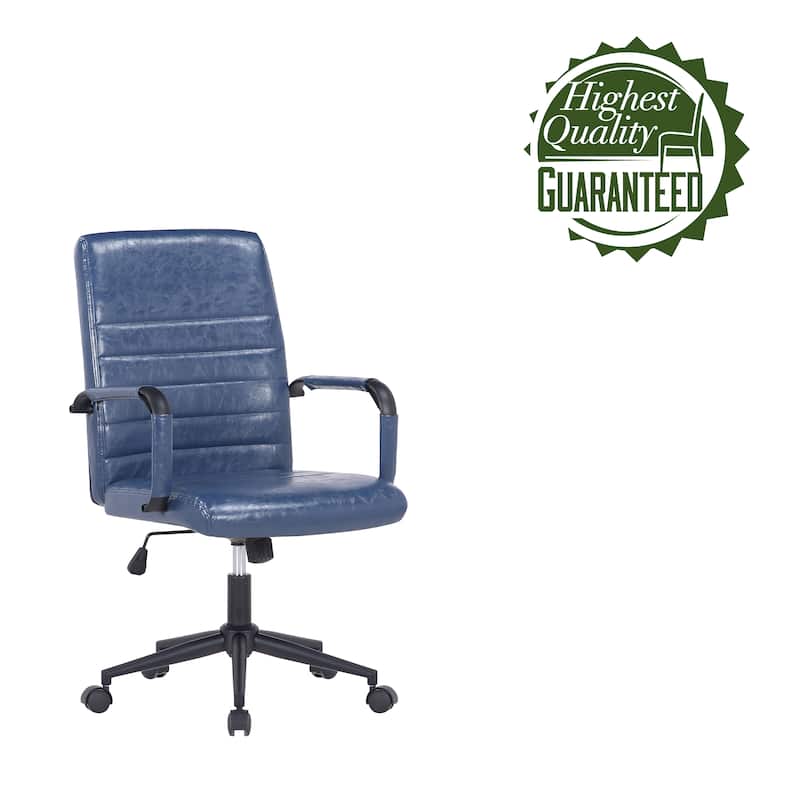 Porthos Home Francis Swivel Office Chair, PU Leather, Roller Wheels