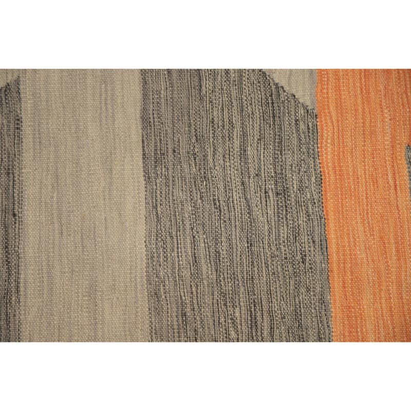 Hand Woven Oriental 100% Wool Carpet Southwestern Tribal Greys & Charcoal Kilim Area Rug - 5' 10'' X 4' 1''