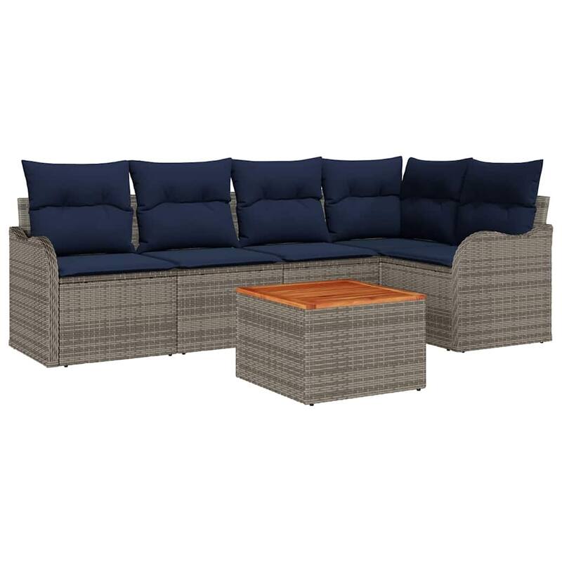 vidaXL 6 Piece Garden Sofa Set with Cushions - 91.5×48.2×27.2