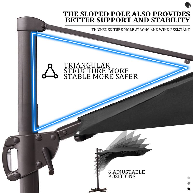 Outdoor Patio Umbrella 9 FT x 11 FT Cantilever-Offset Umbrella with No Base