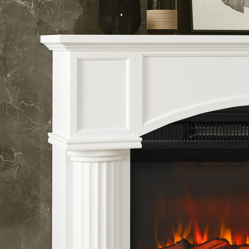 HOMCOM Modern Fireplace Mantel, Freestanding Fireplace Surround for Electric Fireplaces, 43.3" W x 39.8" H, White