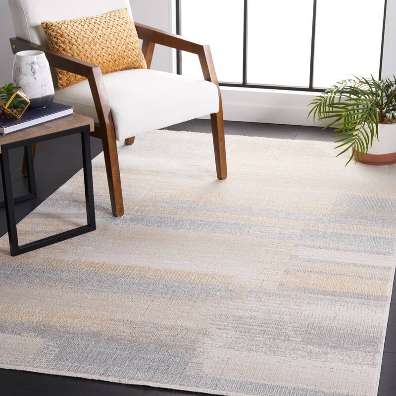 SAFAVIEH Blair Machine Washable Akkie Slip Resistant Contemporary Rug - 4' x 6' - Grey/Beige