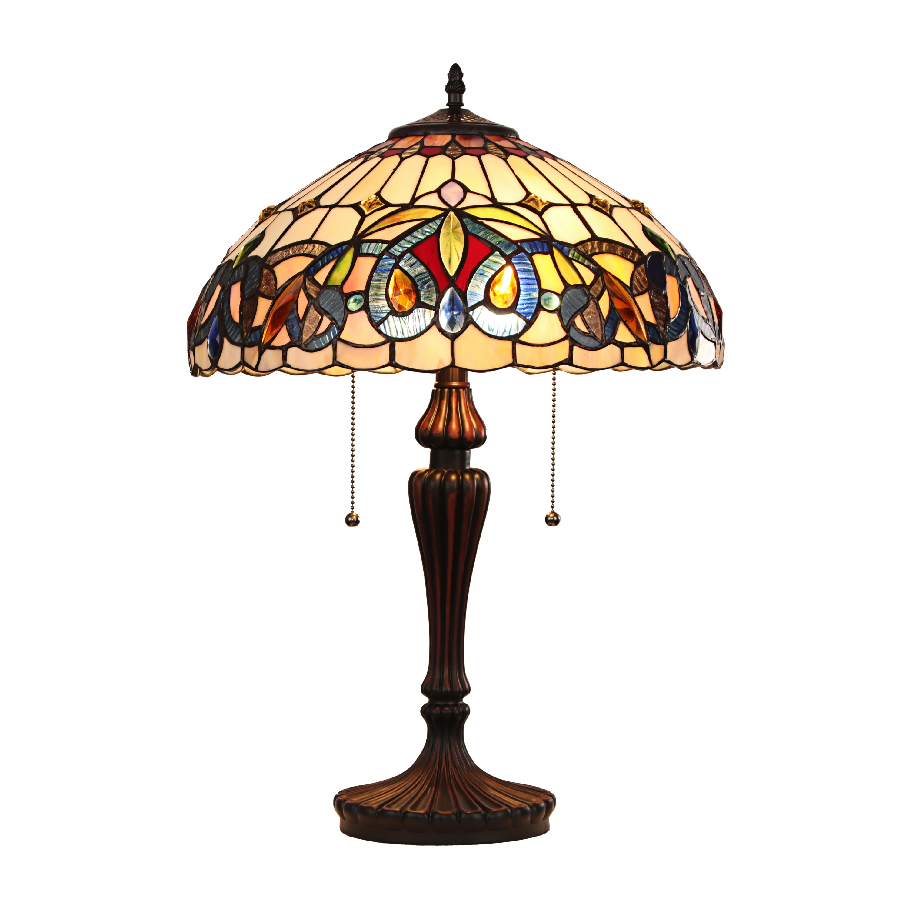 Tiffany-Style Victorian Design 2-light Dark Bronze Table Lamp