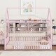 preview thumbnail 25 of 70, Full Size Metal House Bed Frame with Built-In Grid Shelves, Playful Canopy Design and Space-Saving Storage Pink - Twin