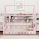 preview thumbnail 14 of 70, Twin/Full Size Metal House Floor Bed with Storage Shelves and Fence Guardrails, Montessori Bed House Bed Frame with Metal Grid