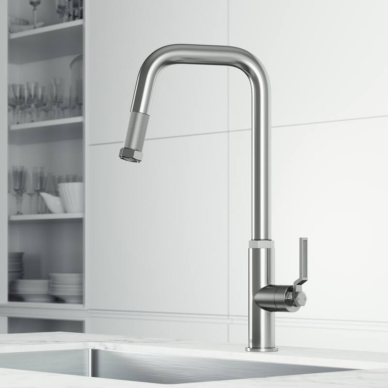 VIGO Hart Angular 18" H Single Handle Pull-Down Kitchen Faucet