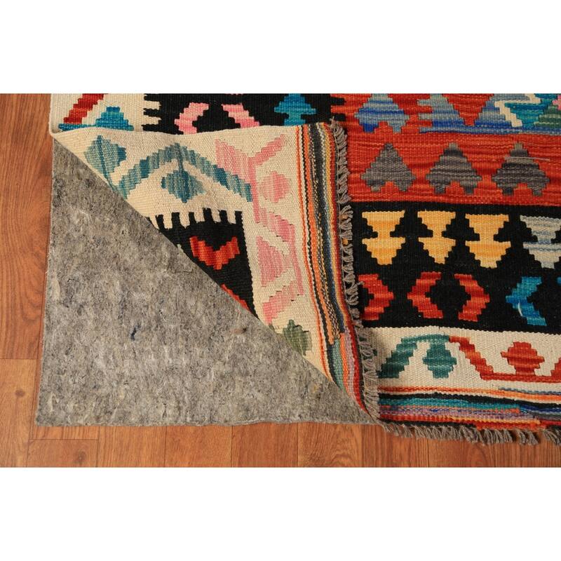 Kilim Oriental Area Rug Hand-Woven Wool Carpet - 9'10"x 13'0"