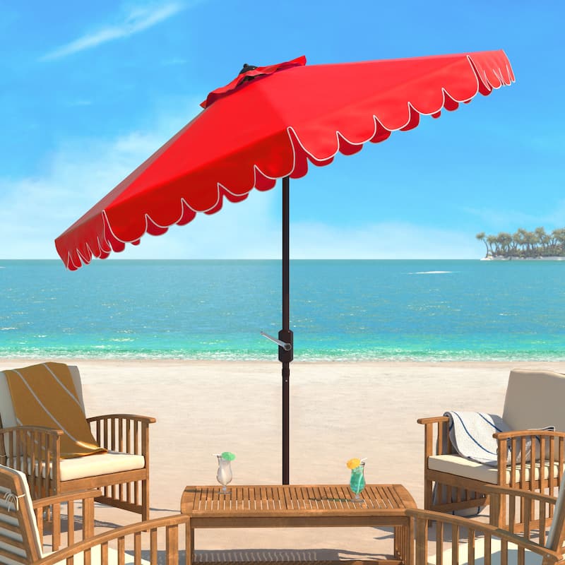 SAFAVIEH Antonije 9-Foot Crank Outdoor Umbrella - Red/White