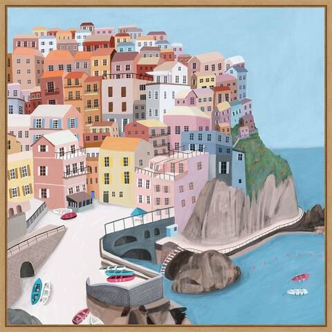 Manarola Italy by Carla Daly (22 x 22 in.), Framed Canvas Wall Art Print - Sylvie Maple