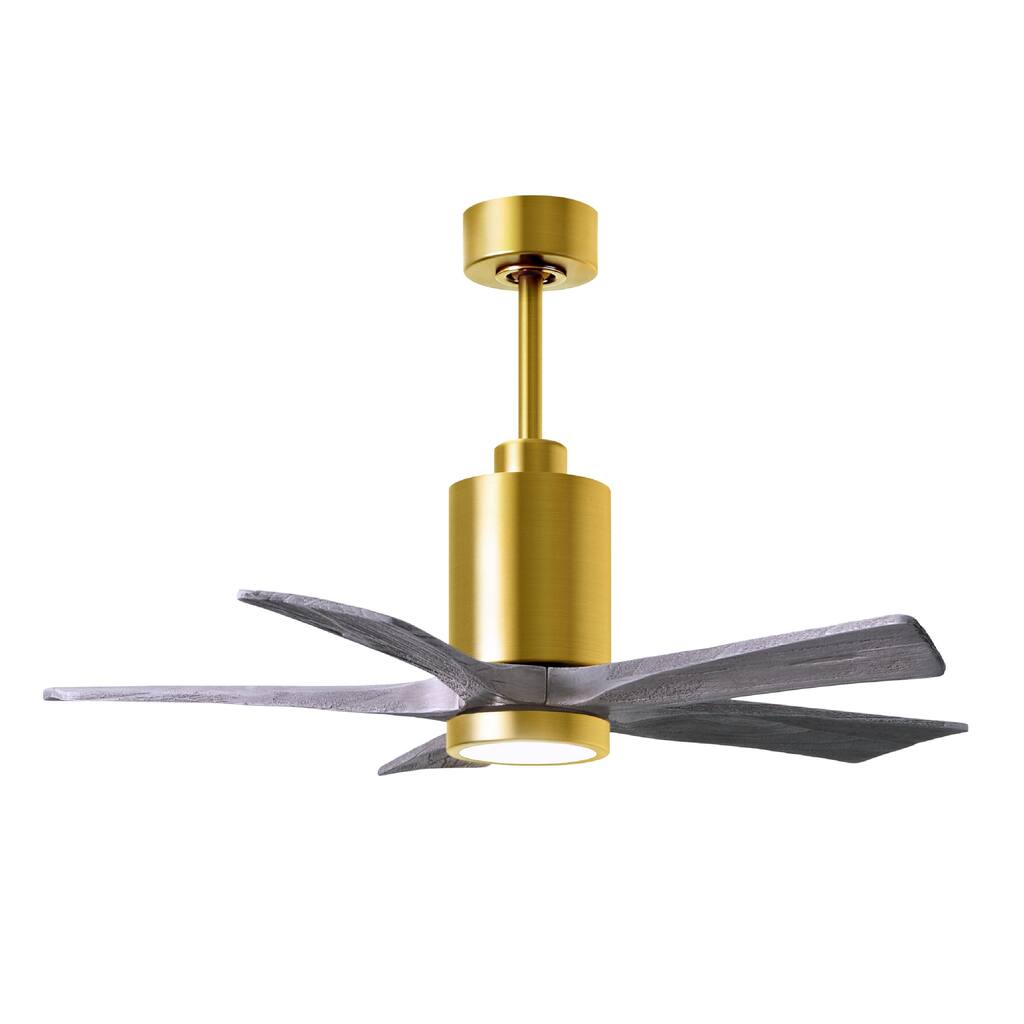 Patricia-5 - 42" Five Blade Ceiling Fan - LED Light Kit - Brushed Brass Finish - Matte Black Blades