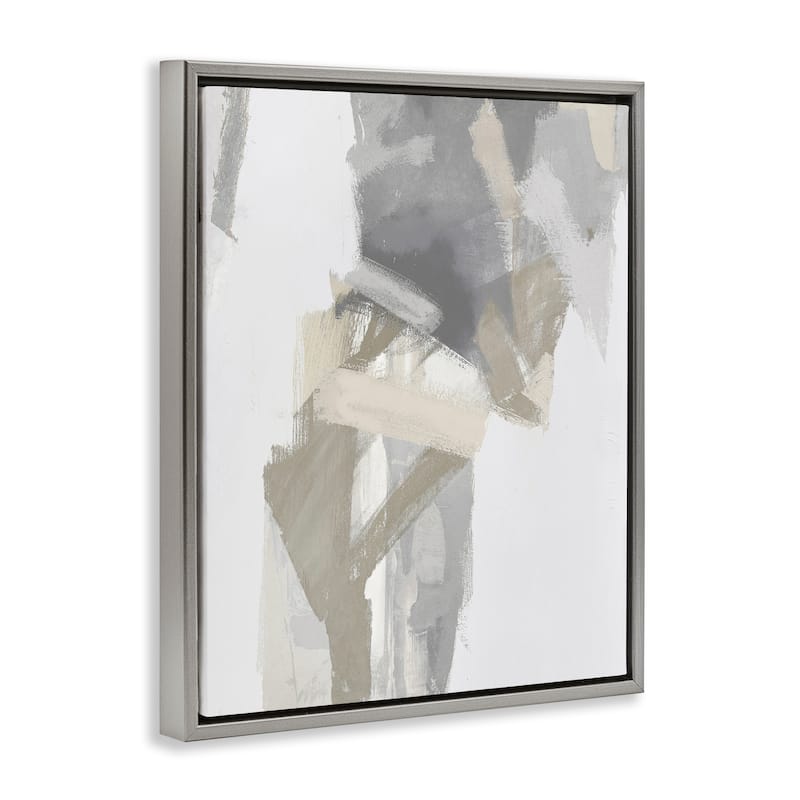 Stupell Elegant Grey & Beige Streaks Framed Floater Canvas Wall Art Design By Rachel Springer