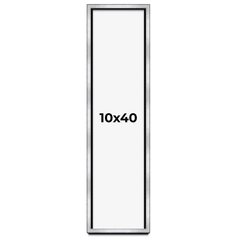 10x40 Shadow Box Frame Silver | 1.375 Inches Deep Real Wood
