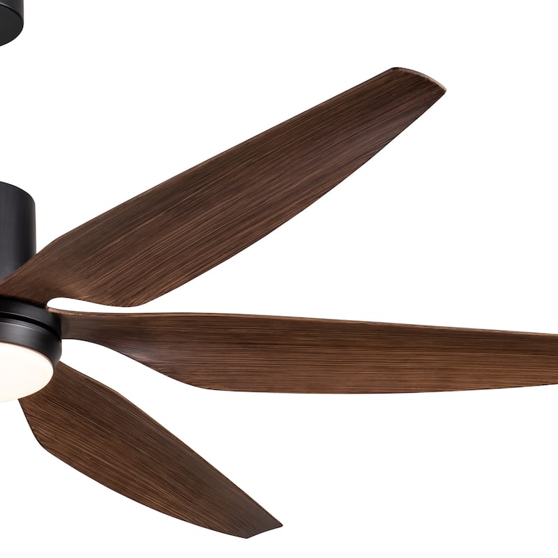 YUHAO 66 in. Integrated LED Farmhouse Indoor Brown Smart Ceiling Fan with Distressed Wood Blades and Remote Control