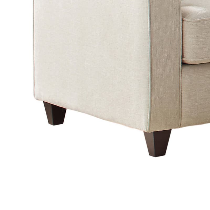 Leo 64 Inch Contemporary Loveseat with 2 Pillows, Chenille Fabric, Beige