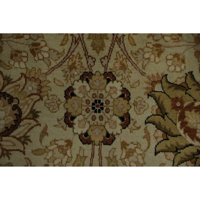Hand Knotted Oriental 100% Wool Carpet Traditional All-Over Green Ziegler Area Rug - 8' 10'' X 6' 2''