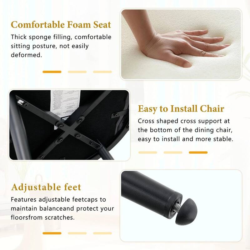 Set of 2 Puffy Bubble Velvet Dining Chairs with Ball Chain Design