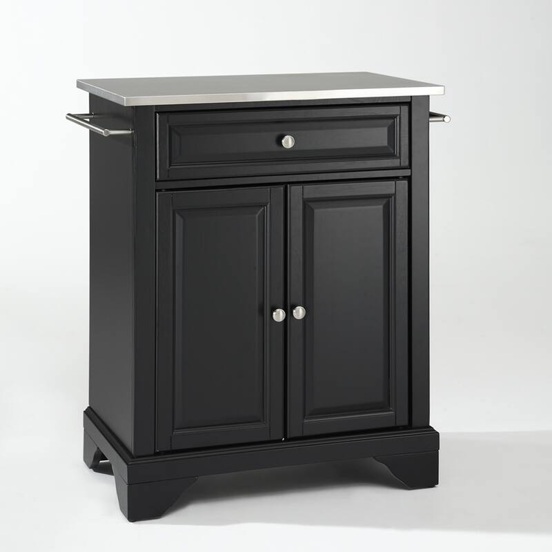 Crosley LaFayette Black Finish Stainless Steel Top Portable Kitchen Island - 18"d x 31"w x 35"h