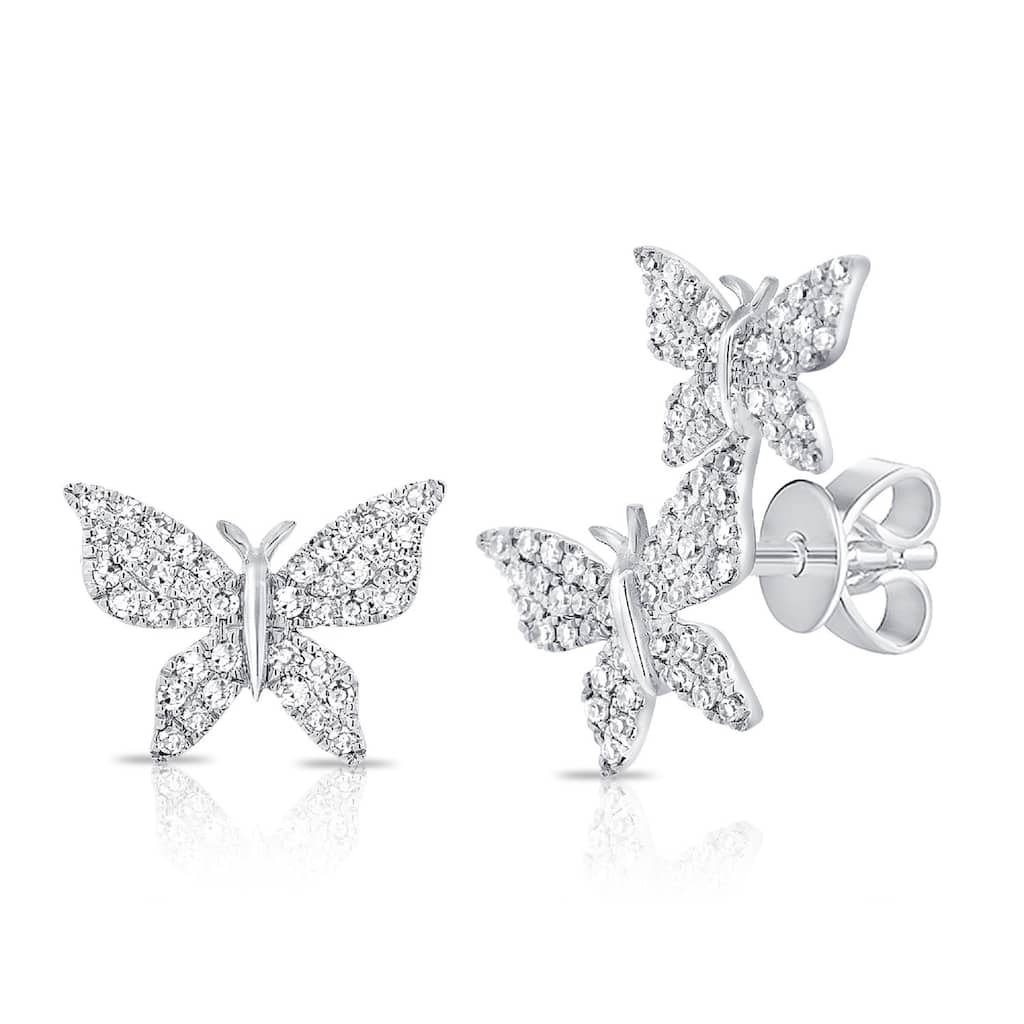 Joelle Collection Diamond Butterfly Studs Earrings 14K Gold 1/3ct TDW